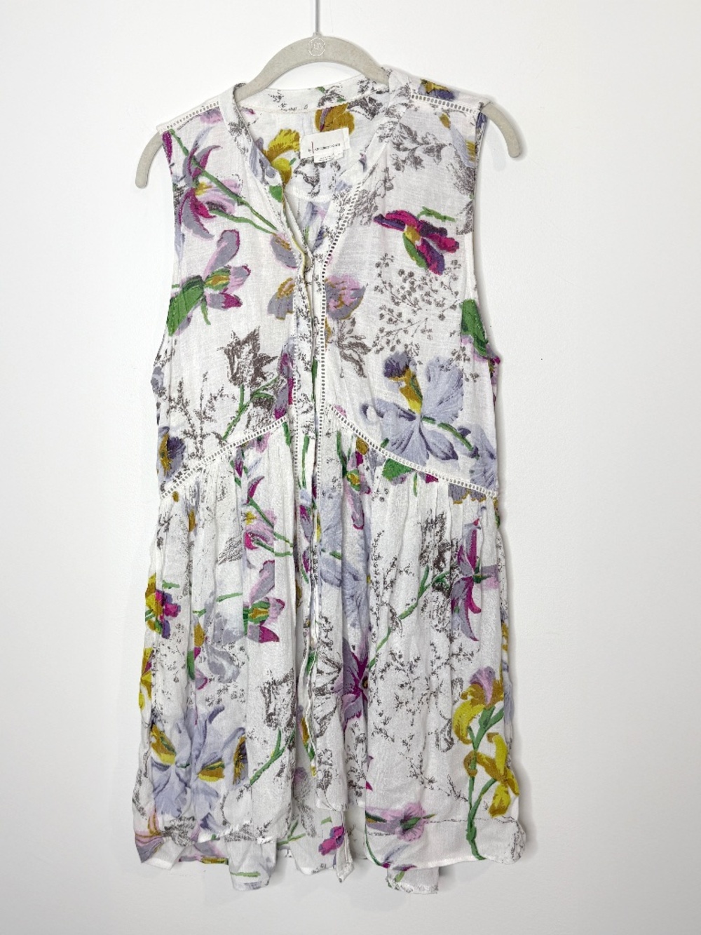Anthropologie Botanical Floral Gauze Tunic Top M Boho
